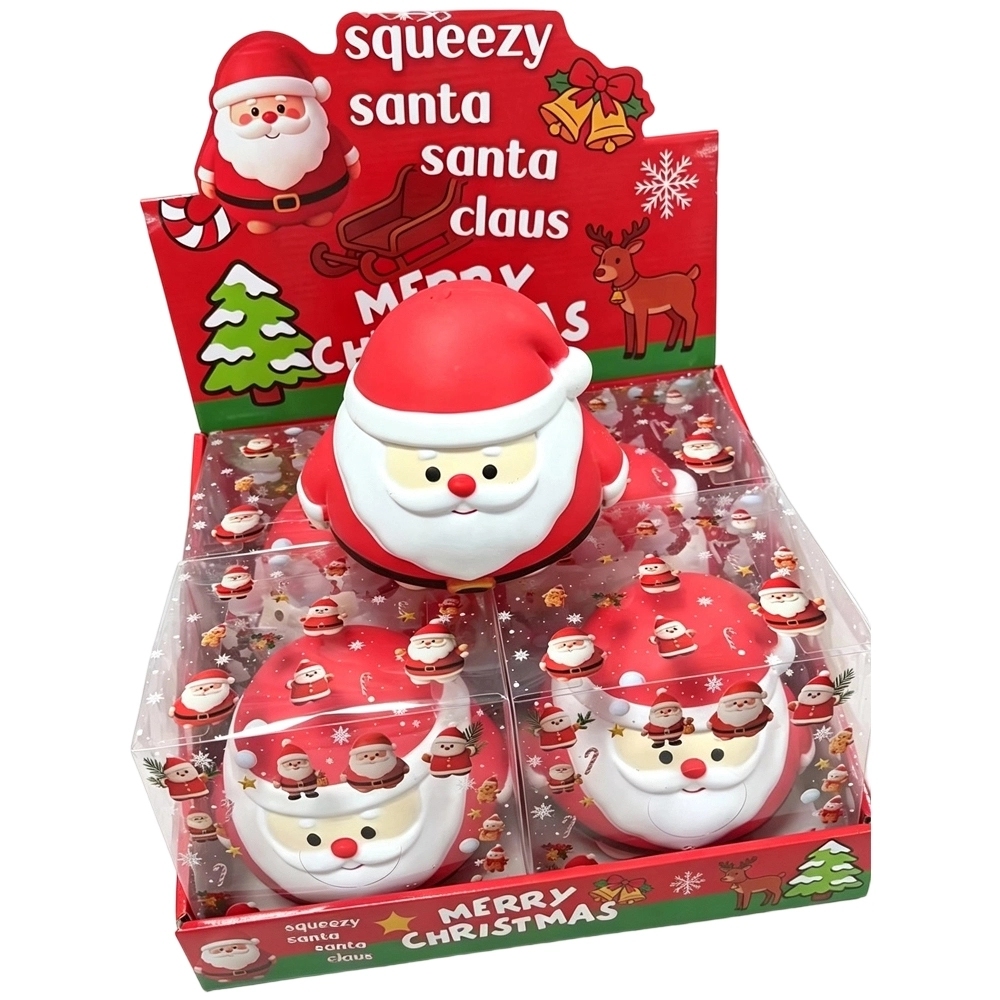 24 Pack China Warehouse TPR Soft Stretchable Christmas Jumbo Santa Chubby & Snowman Puff & Reindeer Mochi Squishy Stress Relief Fidget Toys for Kids