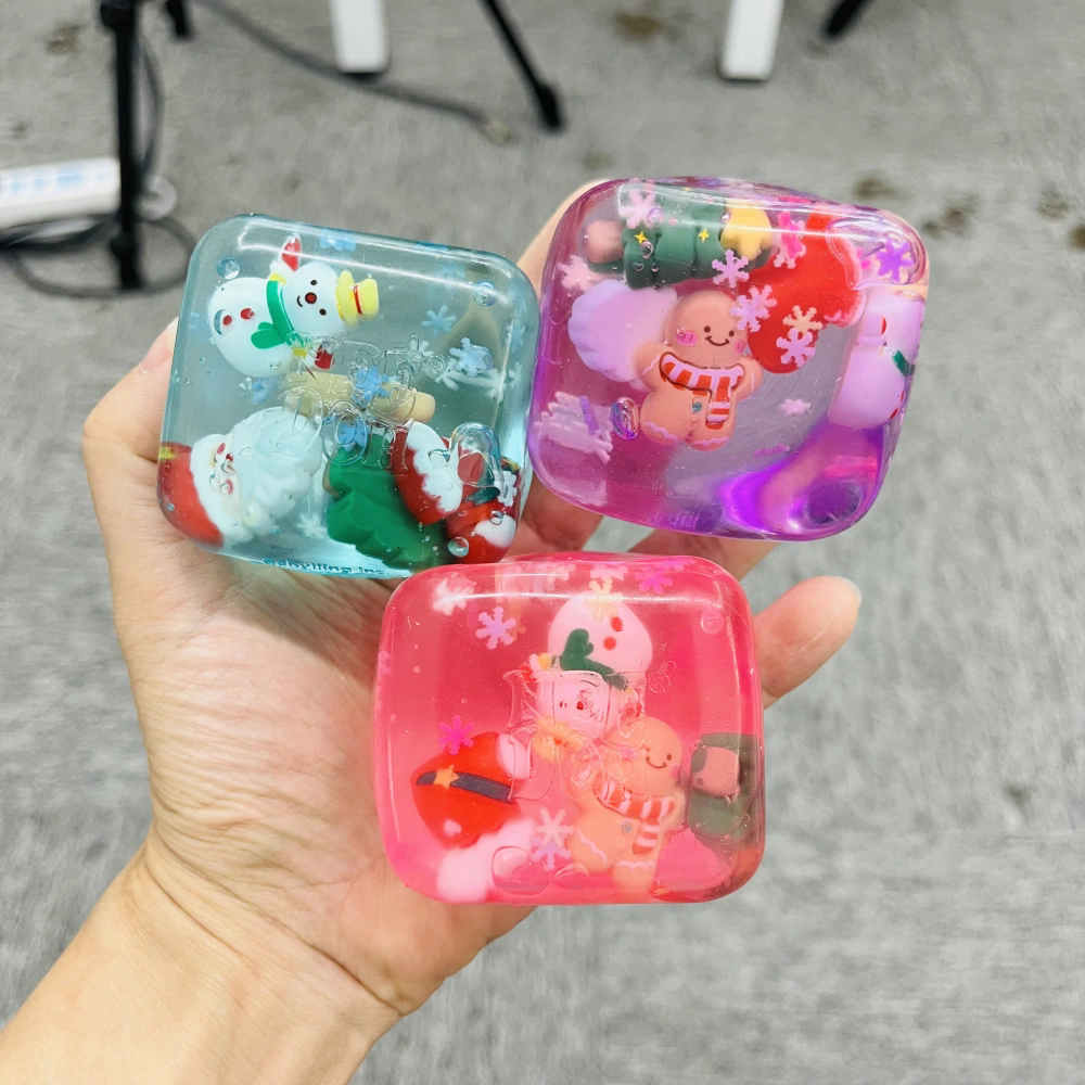 60 Pack China Warehouse Needoh Style Nice Cube Sugar Squishy Stress Relief Fidget Toys with Christmas Decorations for Kids