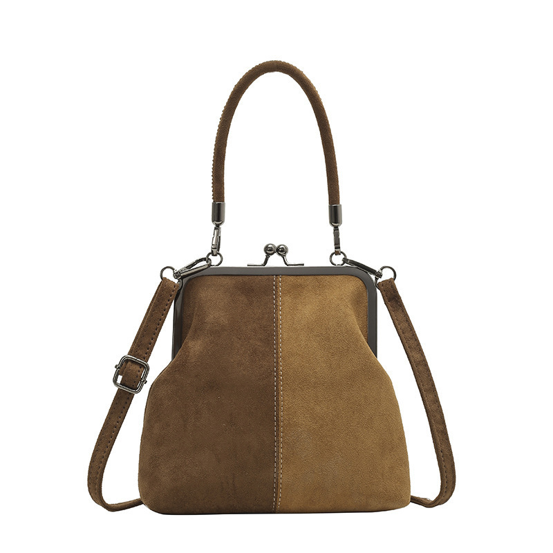 Stylish and casual shell-shaped phone bag, new retro crossbody bag with clip handle, commuter shoulder bag.