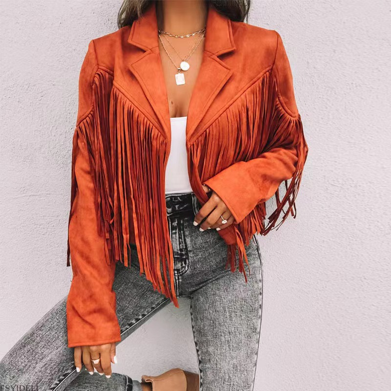 Autumn Vegan Suede Fringe Jacket