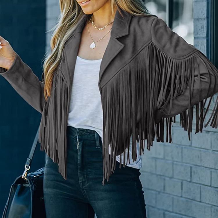 Autumn Vegan Suede Fringe Jacket