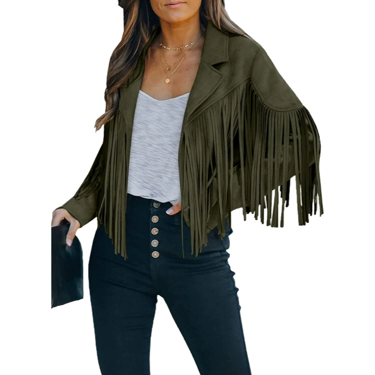 Autumn Vegan Suede Fringe Jacket