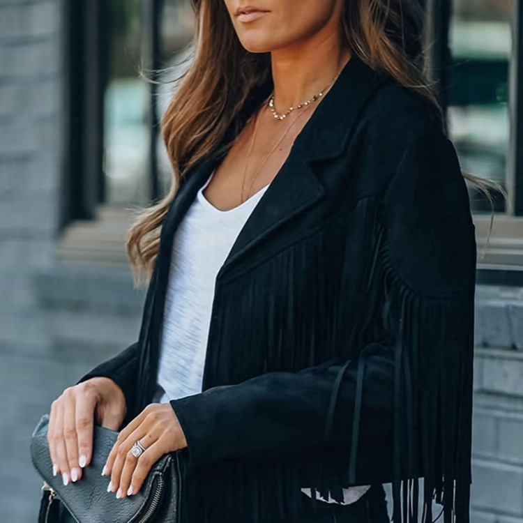 Autumn Vegan Suede Fringe Jacket