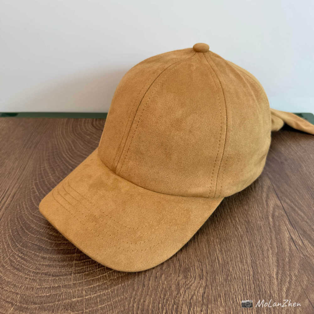 Sweet bow suede retro baseball cap for women, autumn and winter, wide brim, makes your face look smaller, high-quality Korean style duckbill cap