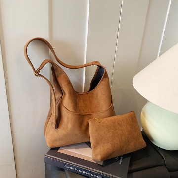 Large-capacity vegan suede women's tote bag