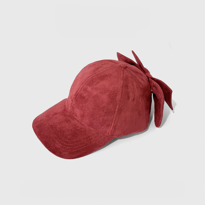 Vegan Suede Baseball Cap with Detachable 3D Bow