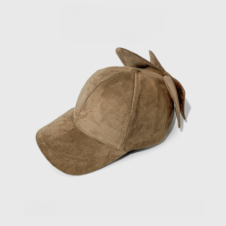 Vegan Suede Baseball Cap with Detachable 3D Bow