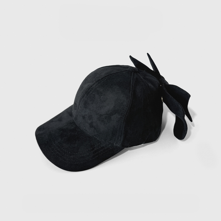 Vegan Suede Baseball Cap with Detachable 3D Bow