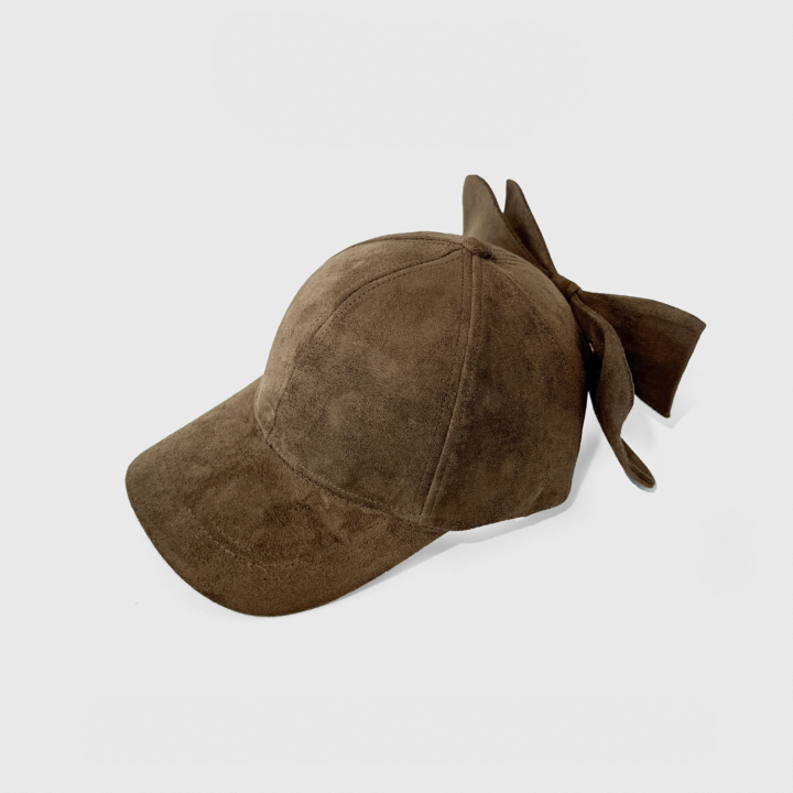 Vegan Suede Baseball Cap with Detachable 3D Bow