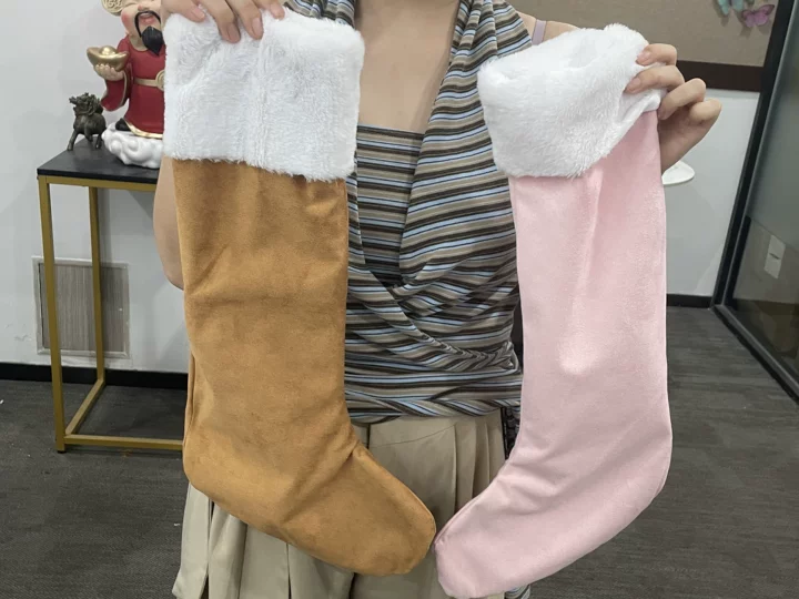 Vegan suede Christmas stocking by air shipping mix colors
