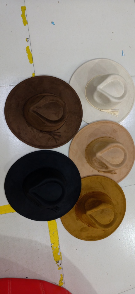 Ner styles teardrop-shape vegan suede wide brim hats