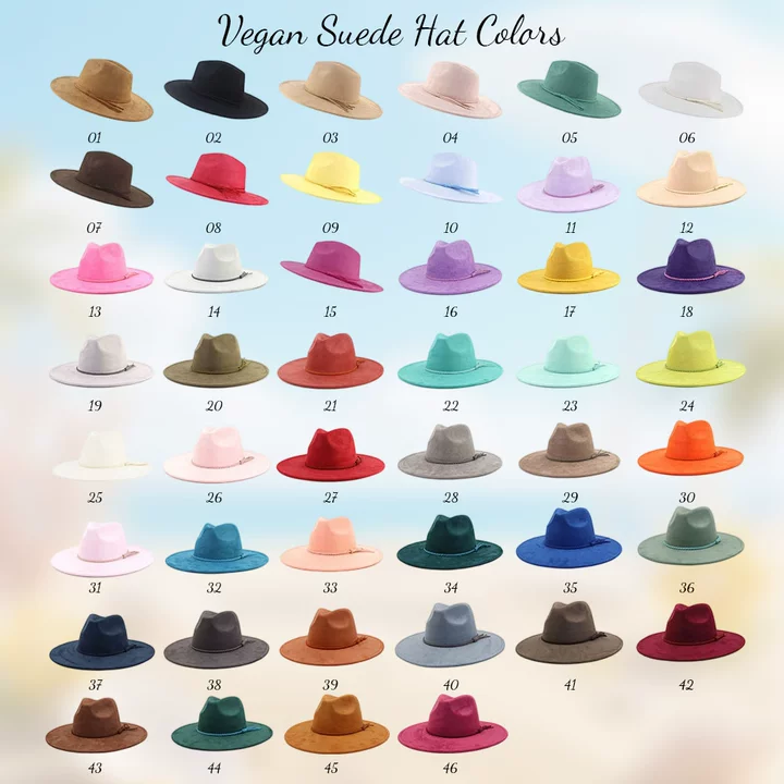 Wide Brim Vegan Suede Blank Hat  MOQ 30pcs