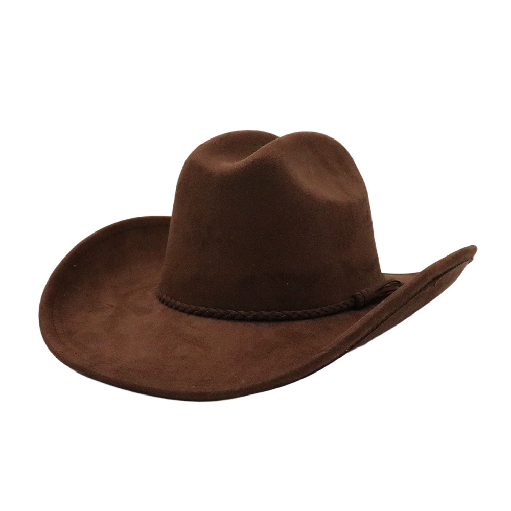 10cm wide brim, suede Western cowboy top hat, unisex couple hat, gentleman's hat, available on AliExpress and Amazon.