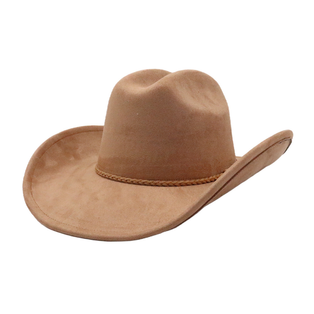 10cm wide brim, suede Western cowboy top hat, unisex couple hat, gentleman's hat, available on AliExpress and Amazon.