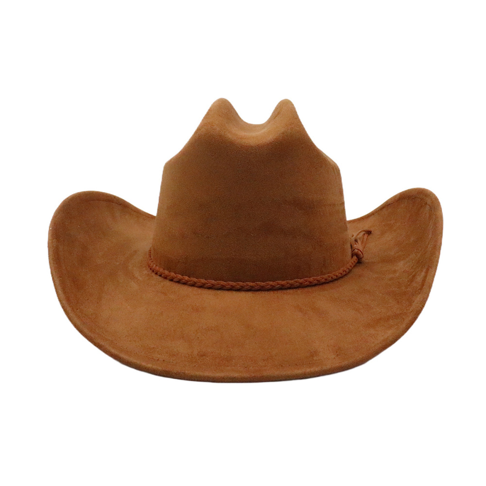 10cm wide brim, suede Western cowboy top hat, unisex couple hat, gentleman's hat, available on AliExpress and Amazon.
