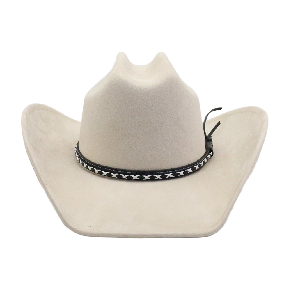 10cm narrow front wide brim, suede Western cowboy top hat