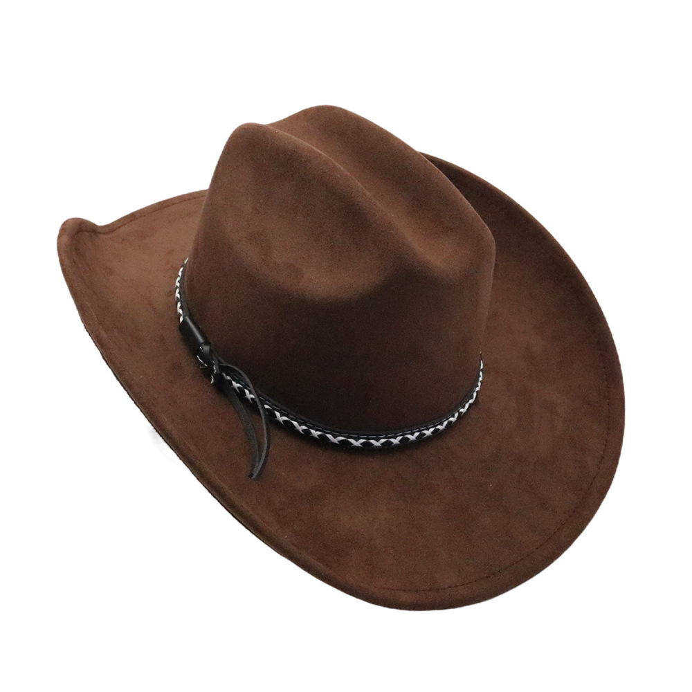 10cm wide brim, suede Western cowboy top hat, unisex couple hat, gentleman's hat, available on AliExpress and Amazon.