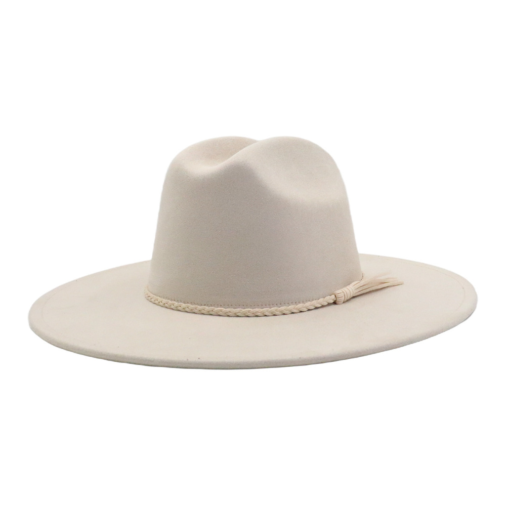 Suede fedora for men and women, suitable for cross-border e-commerce platforms like AliExpress, Wish, Amazon, and eBay. Also available: wide-brimmed fedora with a flat brim.