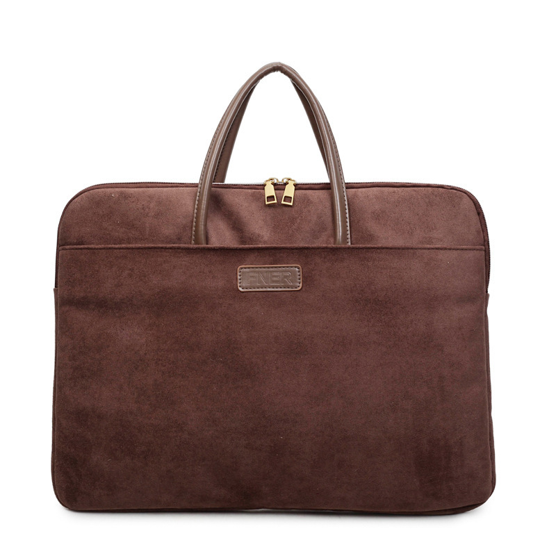 Business suede handbag for women, portable laptop bag, high-quality feel, suitable for commuting, financial documents, and office use.