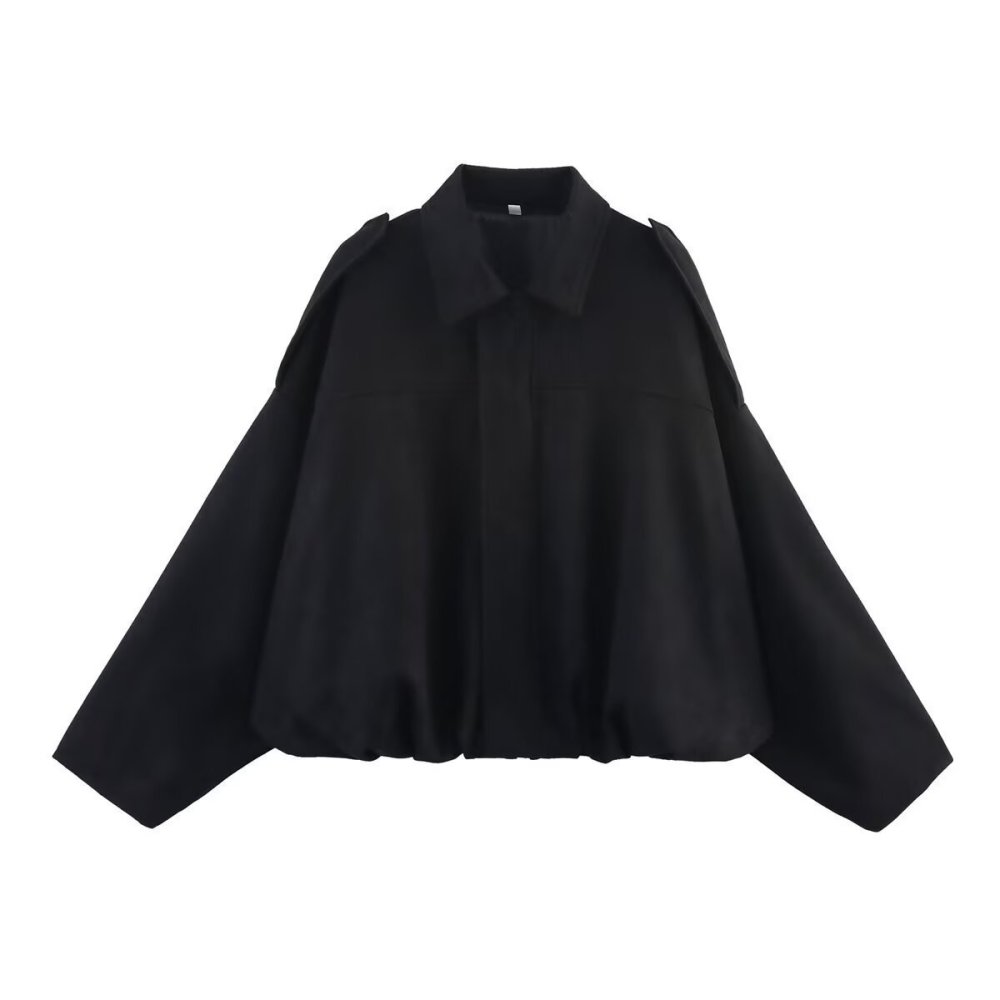 2026 Amazon European and American style suede textured lapel zip-up button bomber jacket top for women.