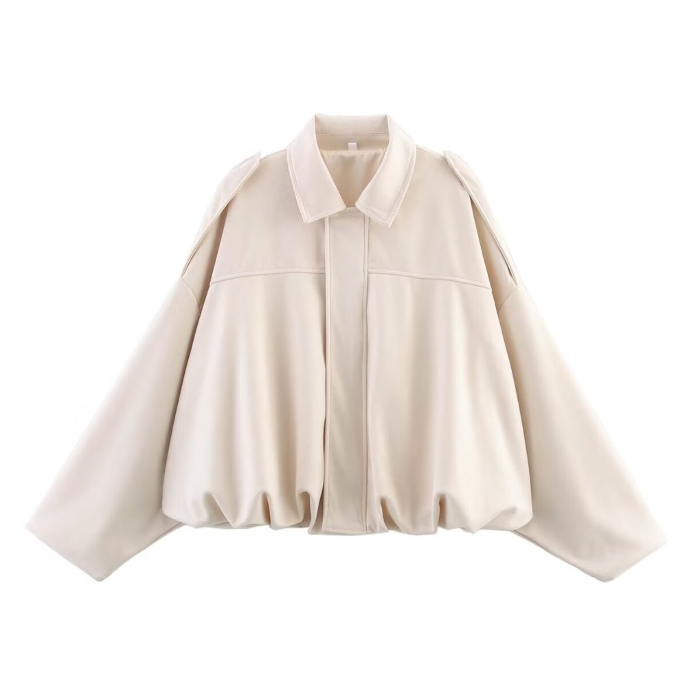 2026 Amazon European and American style suede textured lapel zip-up button bomber jacket top for women.
