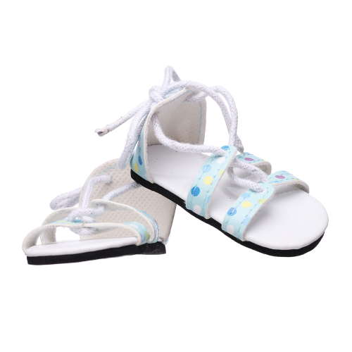 PU long rope sandals with blue flower dot