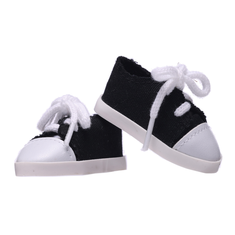 Small sneakers with black canvas and white LACES