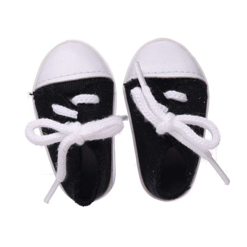 Small sneakers with black canvas and white LACES