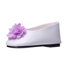 Purple flowers white PU covered shoes