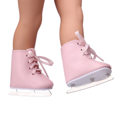 Pink ice skating shoes