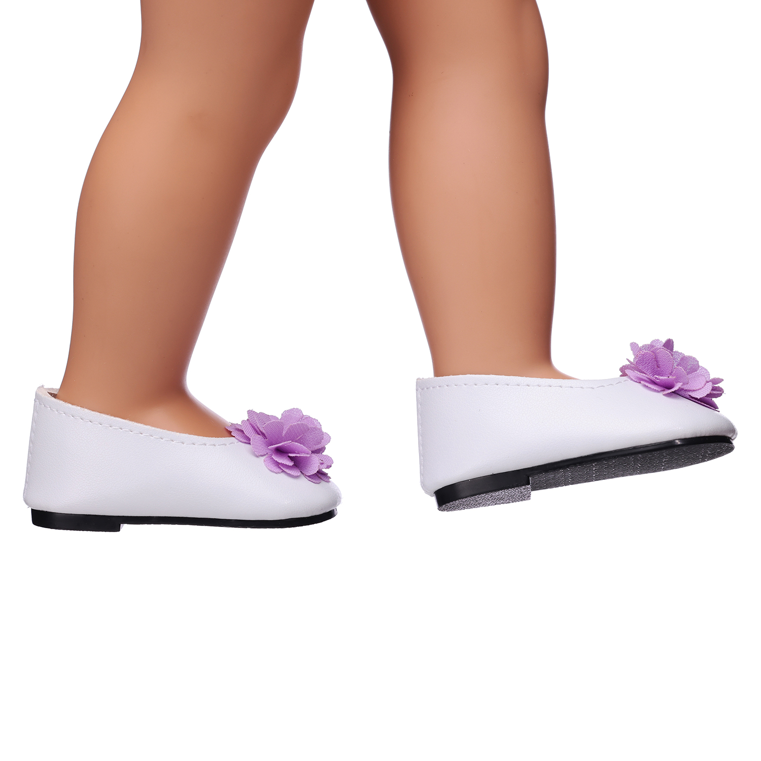 Purple flowers white PU covered shoes