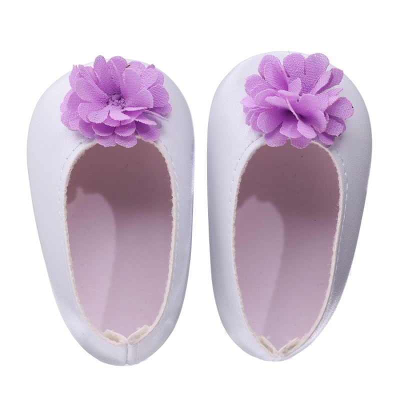 Purple flowers white PU covered shoes