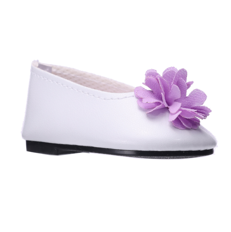 Purple flowers white PU covered shoes