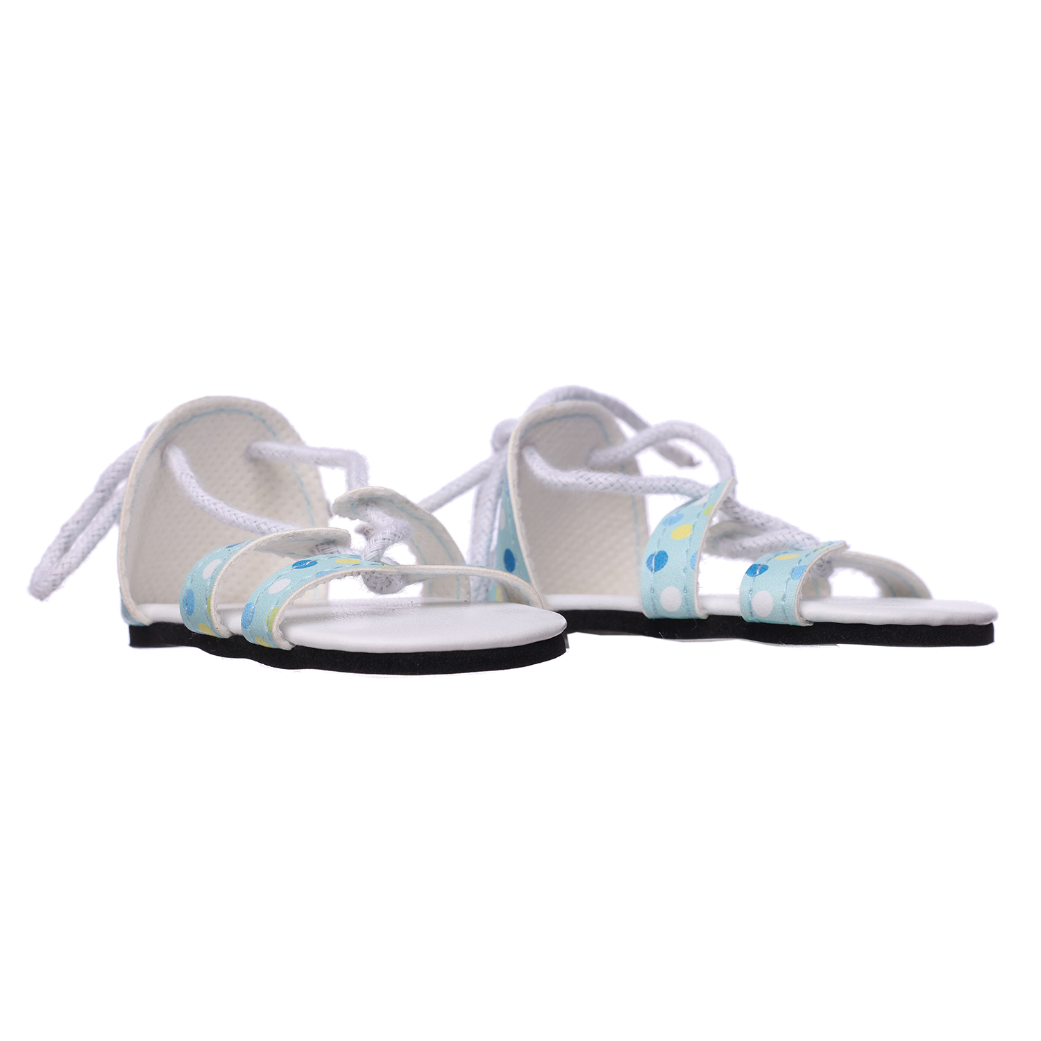 PU long rope sandals with blue flower dot