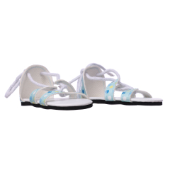 PU long rope sandals with blue flower dot