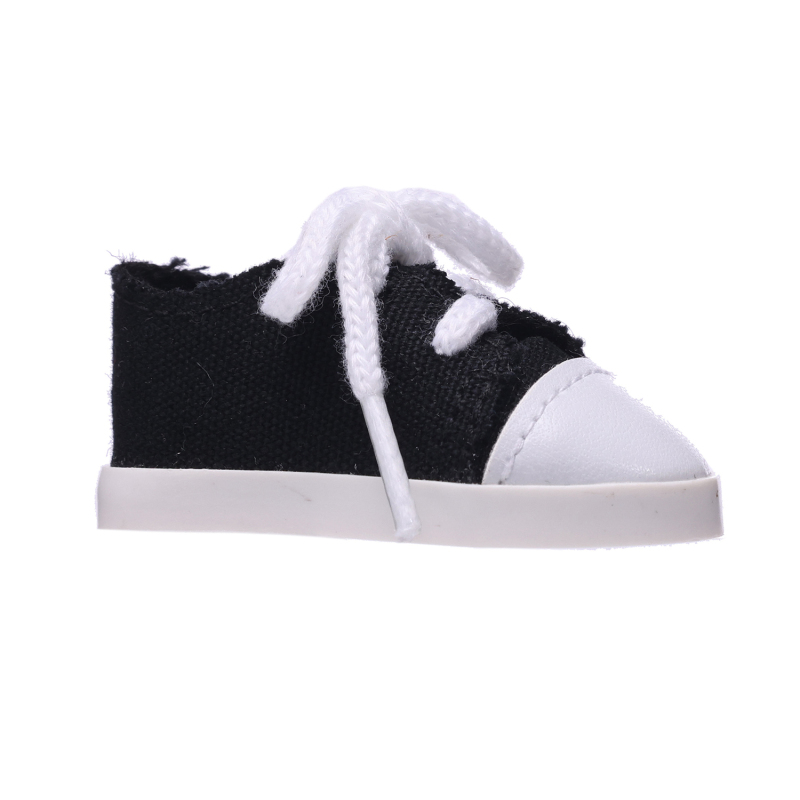 Small sneakers with black canvas and white LACES