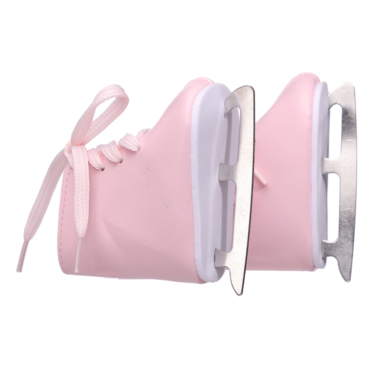 Pink ice skating shoes