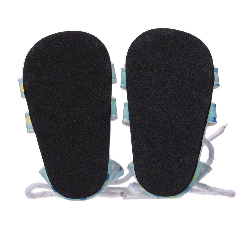 PU long rope sandals with blue flower dot