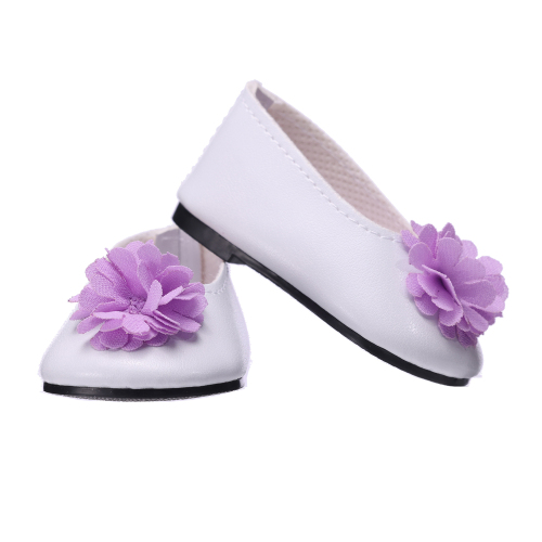 Purple flowers white PU covered shoes