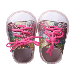 Colorful PU pink shoelaces shoes