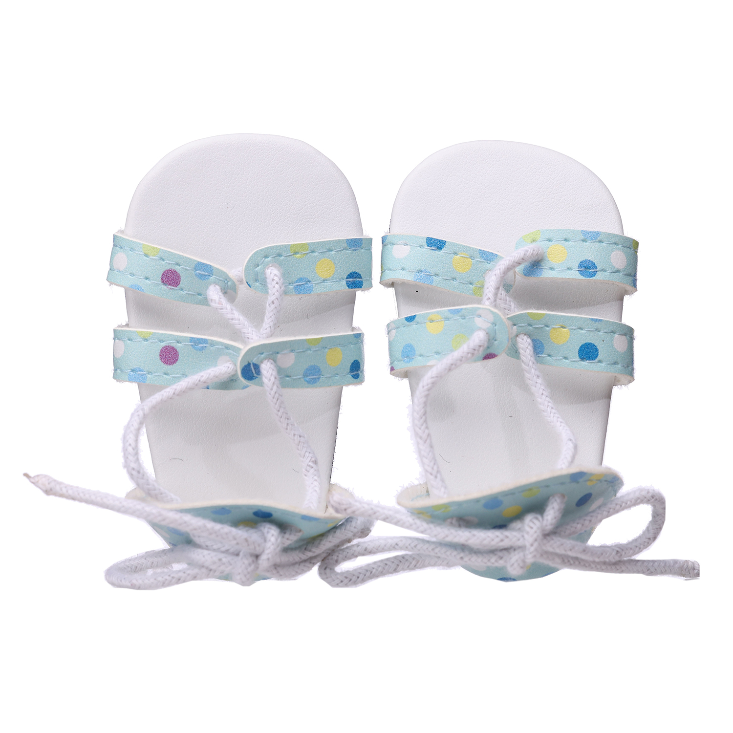 PU long rope sandals with blue flower dot
