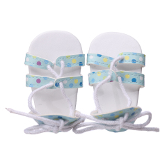 PU long rope sandals with blue flower dot