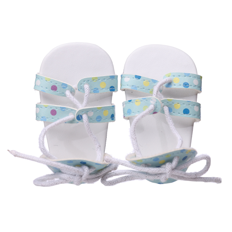 PU long rope sandals with blue flower dot