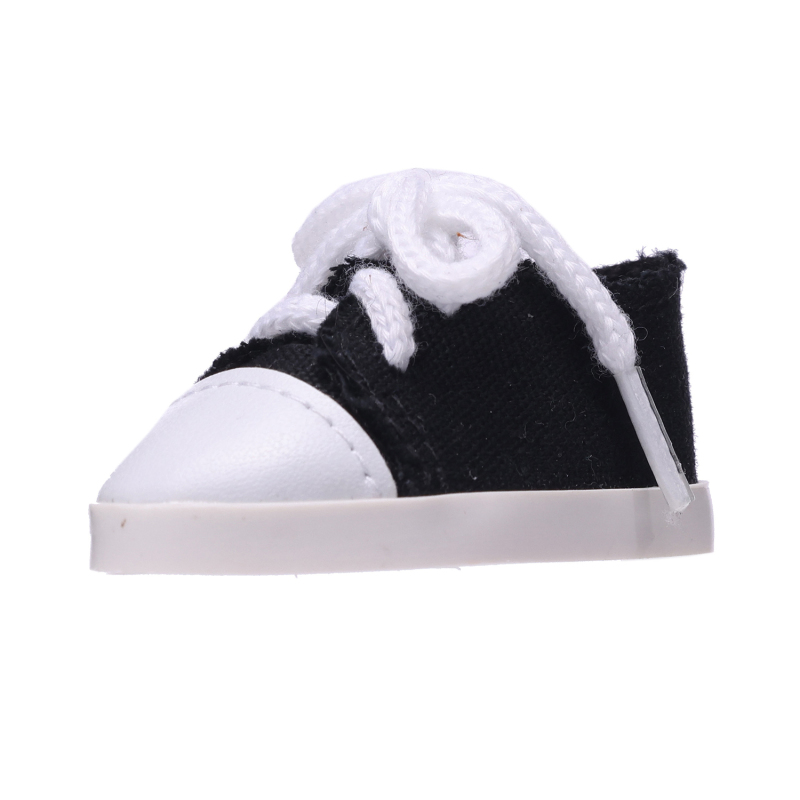 Small sneakers with black canvas and white LACES