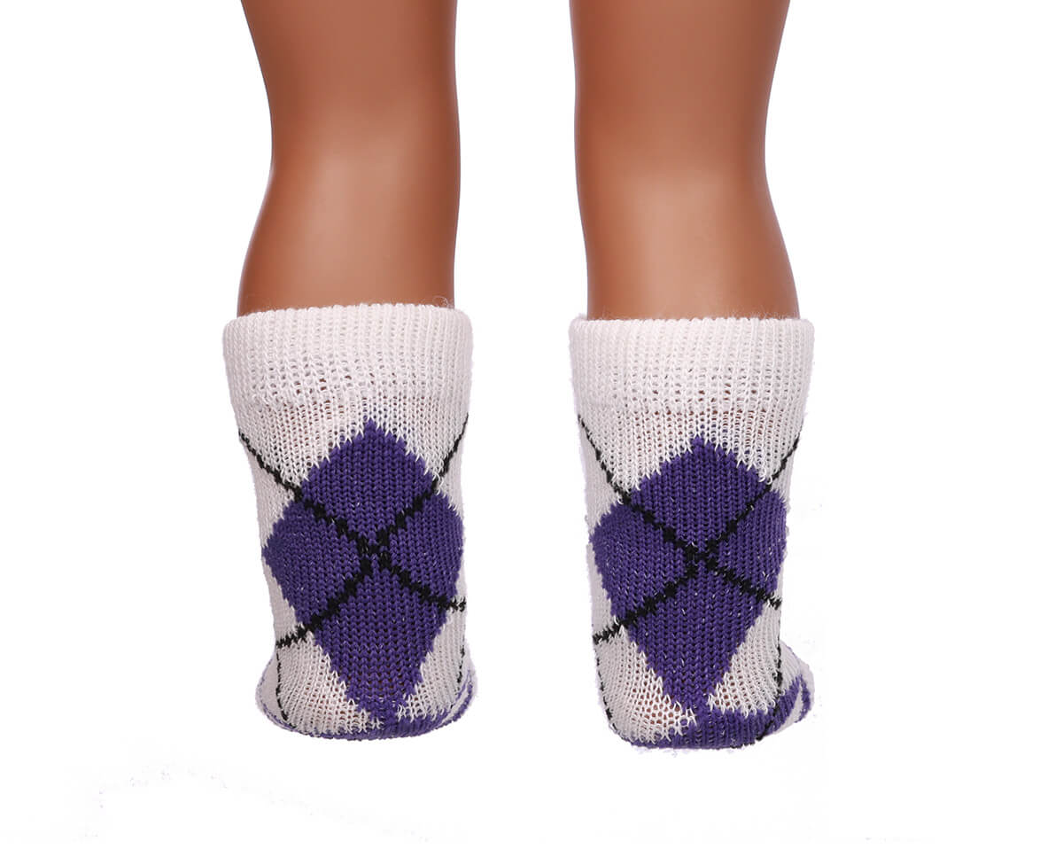 purple doll socks for 18inch doll