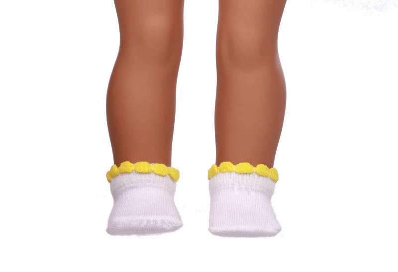 yellow doll socks for 18inch doll