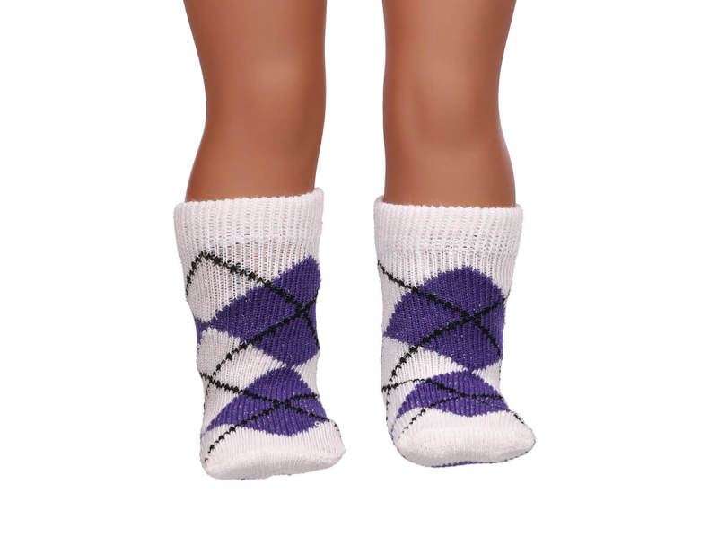 purple doll socks for 18inch doll