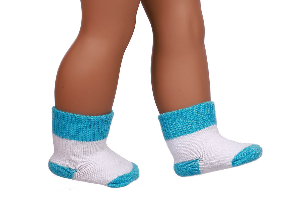 blue doll socks for 18inch doll