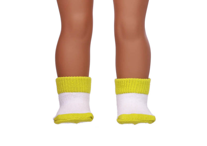 yellow doll socks for 18inch doll