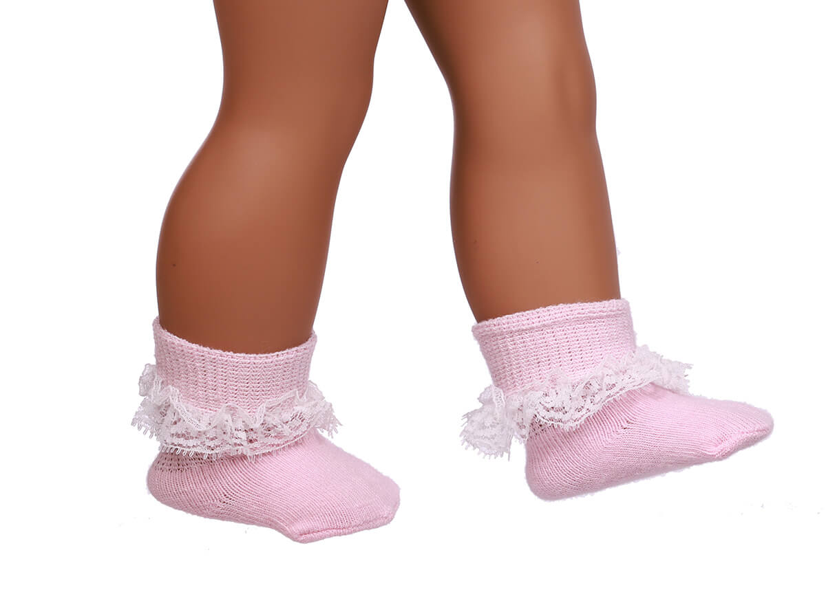 pink doll socks for 18inch doll